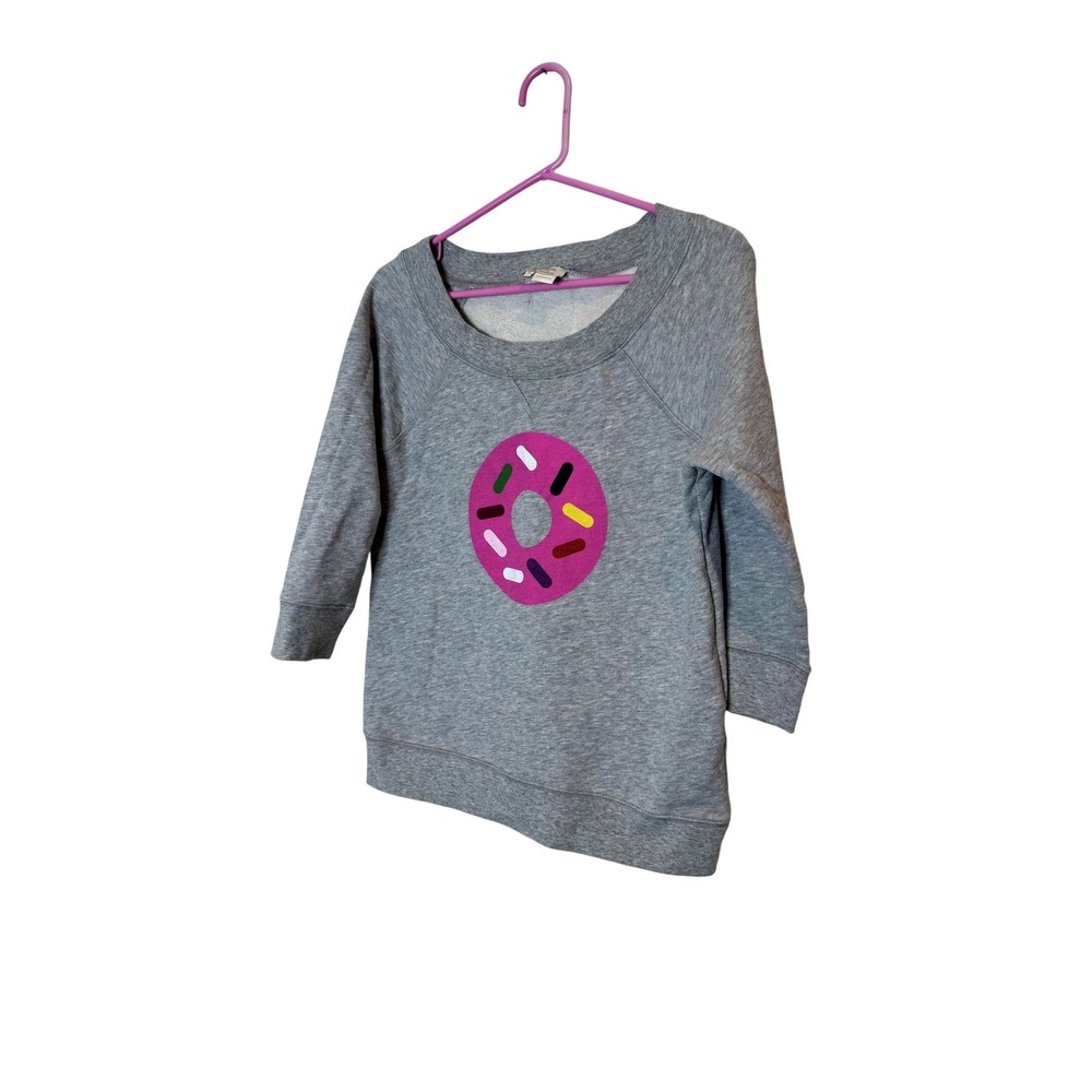 Kate Spade KSNY X Darcel Sweatshirt Pullover Womens Small Gray Donut Graphic‎